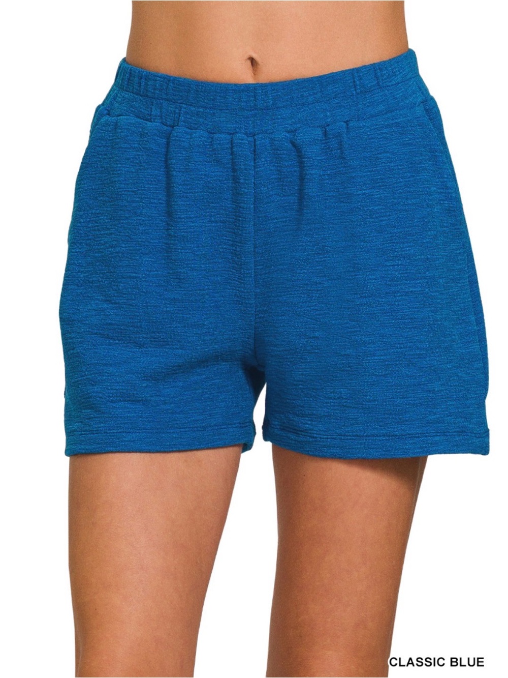Zenana Outfitters Athletic Pull-On Shorts- classic blue